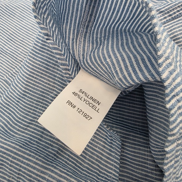 Johnnie-O Long Sleeve Button Up Utility Work Shirt Blue Striped Linen Blend Sz M - Picture 5 of 8